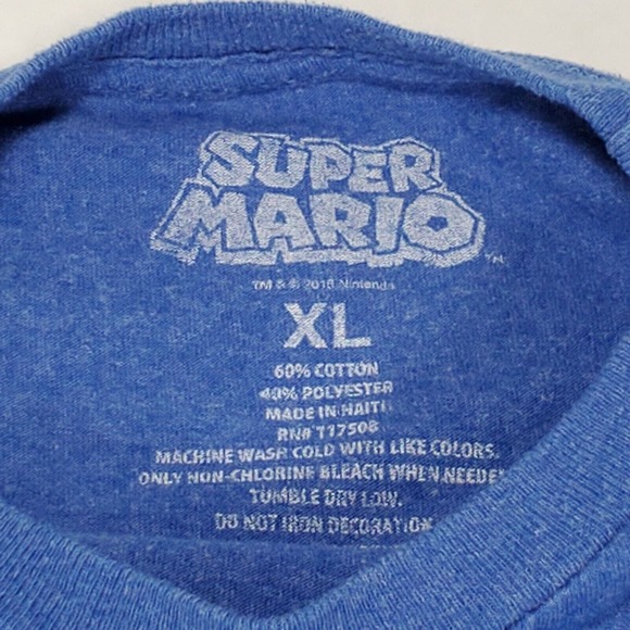 Super Mario Retro Blue T-shirt With All Characters From Video Game Adult Size XL - Picture 5 of 8